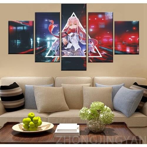 Anime Darling in the FranXX Zero Two 5 Pieces Paintings Canvas Wall Art Home Canvas Wall Art Home Decor Living Room Modern Decor