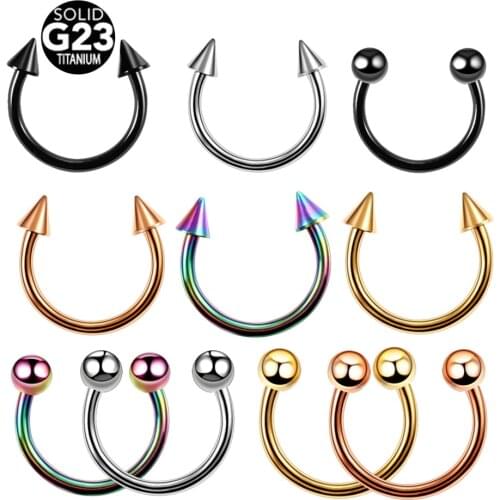 1PC Hot Sale Nose Horseshoe Ring Nose Septum Ring G23 Titanium Circular Piercing Ear Cartilage Tragus Body Jewelry Piercing
