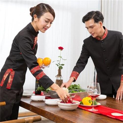 Long sleeve hot pot restaurant waiter catering Hotel overalls fall and winter clothes women jacket
