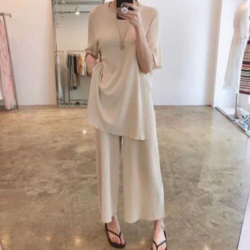 2 Piece Sets Womens Outfits Spring Blouse Women Shirt Long Sleeve High Waist Pants Wide Leg Womens Trousers Two Piece Set Office