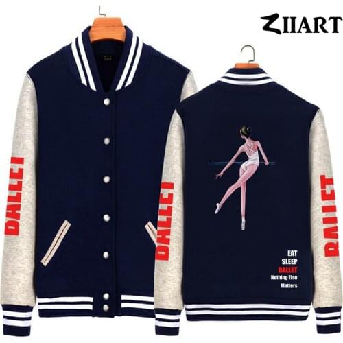 Elegant Dancer Daily Training Life Eat Sleep Ballet Man jacket Boy Coat Single breasted Baseball Fleece Autumn Winter ZIIART