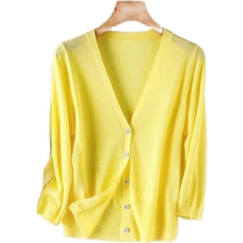 Summer short shawl jacket ice silk knitted air-conditioning shirt women thin sunscreen cardigan P3 1179
