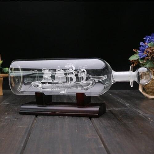 Hot Sale Ship in A Bottle Glass Boat Wood Base Decorative Ornaments Room Vintage Home Decor Decoration Accessories