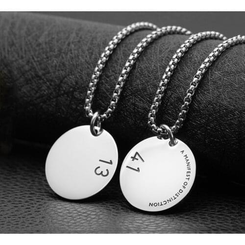 Fashion Stainless Steel Pendant 1314 Series Men and Women Couple Retro Round Brand Pendant Necklace hot sale