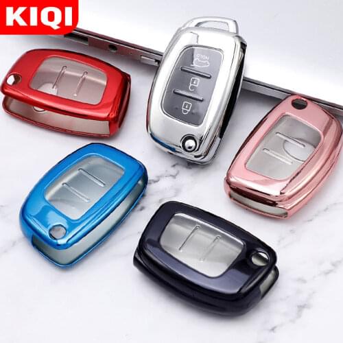 Soft TPU Car Flip Key Case Cover Keychain for Hyundai Ix25 Ix35 I10 I20 Solaris Tucson Sonata Santa Fe Sport Elantra Creta Verna