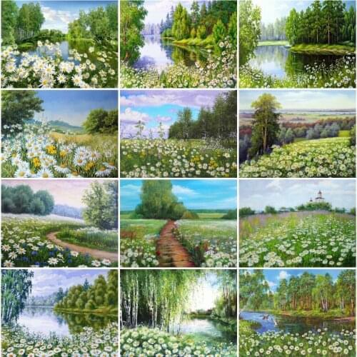 AZQSD Full Drill Diamond Painting Daisy Tree Cross Stitch Rhinestone Diamond Embroidery Flower Mosaic Handicraft Home Decoration