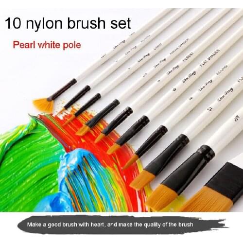 New art painting set high quality 10 nylon wool watercolor brushes with brush cloth bag brush set painting supplies