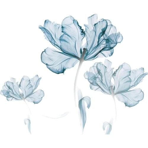 Fresh blue flowers wall stickers bedroom living room Sofa TV background decoration art mural plant stickers home decor wallpaper