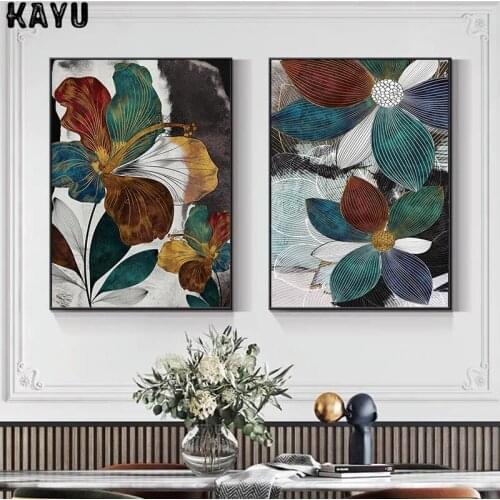 Nordic Modern Abstract Leaf Flower Wall Art Canvas Painting Plant Posters and Prints Wall Decoration Picture for Living Room