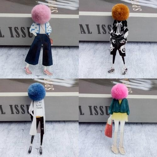 New Acrylic Model Badges Fashion Brooches for Woman Wool Hat Ball Brooch Pins on Backpack Girl Gifts Sweater Clothing Decoration