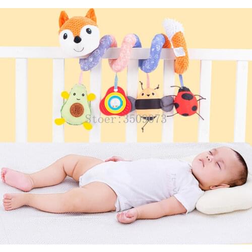 Educational Toddler Toys Baby Plush Animal Rattle Mobile Infant Stroller Bed Crib Spiral Hanging Toys For Baby Toys 0-12 Months