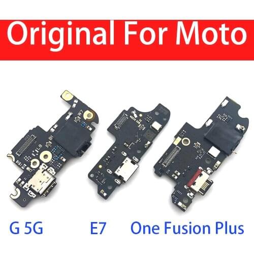 Original New USB Charging Port Connector Board With Mic Microphone Flex Cable Repair Parts For Moto G 5G / E7 / One Fusion Plus