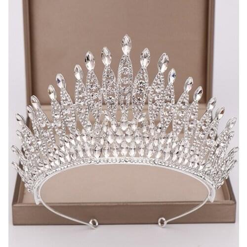 Luxury Bridal Crown Bridal Hair Jewelry Rhinestones Tiaras Headpiece Pageant Women Wedding Hair Accessories Silver Red Crystals