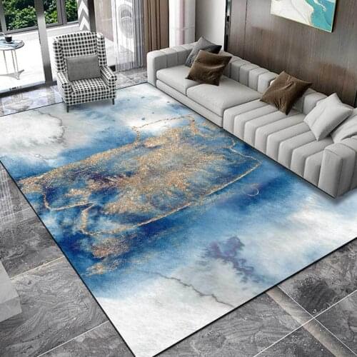 Luxury Abstract Carpet For Living Room 3D Print Blue Gold Orange Pink Ink Painting Floor Mat For Kitchen Bedroom Girls Area Rug