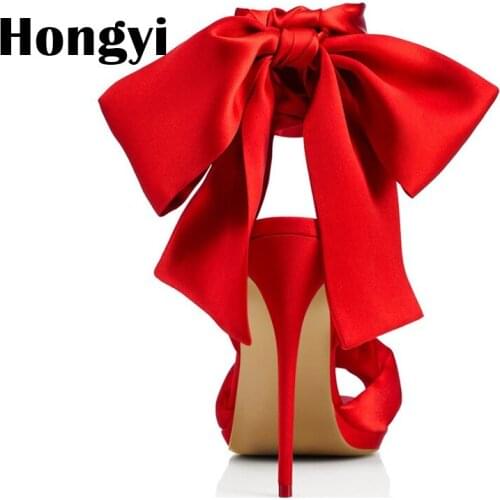 Hongyi Gladiator Sandal Shoes for Women Summer Stiletto Heel Sandals Open toe Bowtie Pumps Ankle Strap High Heel Sandals