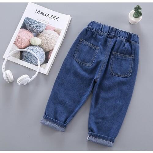 Spring Autumn Casual Kids Girls Denim Pants Loose Button Fly Baby Kids Harem Jeans Street Style Children Trousers 24M-8T
