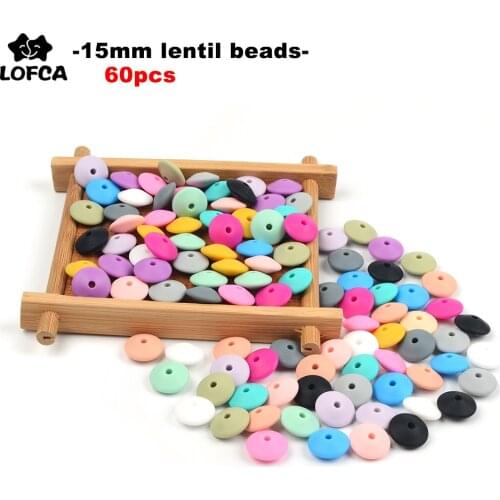 15MM lentil Silicone Beads 60pcs/lot Silicone BPA Free DIY Charms Newborn Nursing Accessory Teething Necklace Teething Toy