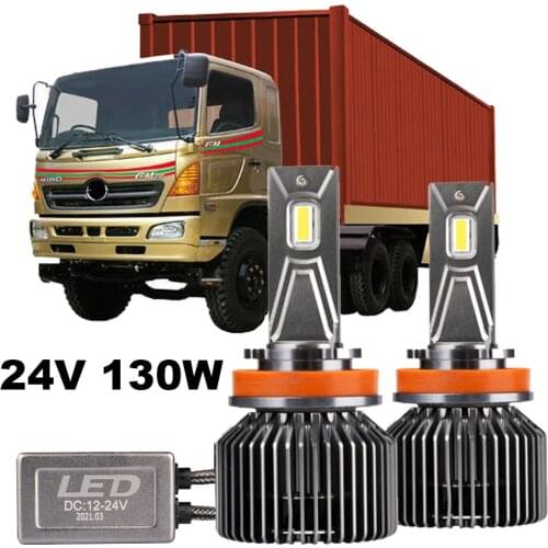 Led 24V Truck H7 H3 H4 H8 H11 H9 H1 9012 9006 9005 HB4 HB3 led 24V 130W 6500KTruck Headlight Bulb