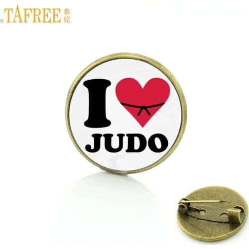 TAFREE Brand 2017 trendy sports I Love Judo brooches pins men women karate jewelry high quality handmade badge brooch SP594