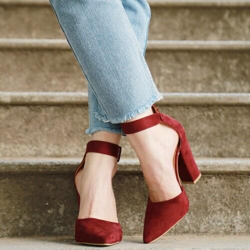 Woman Wedding Shoes Brand Strap Heels Classic Heeled Sandals 10.5CM Ladies Red Pointed Shoes Platform Pumps