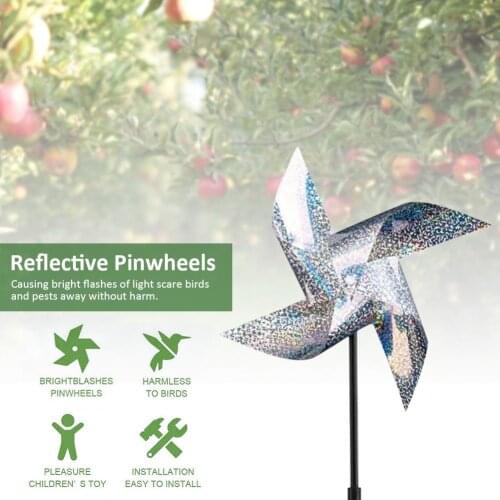 10pcs Windmill Reflective Bird Repellent Pinwheel High Reflective Wind Spinner Kids Toy Bird Deterrent For Garden Lawn Courtyard