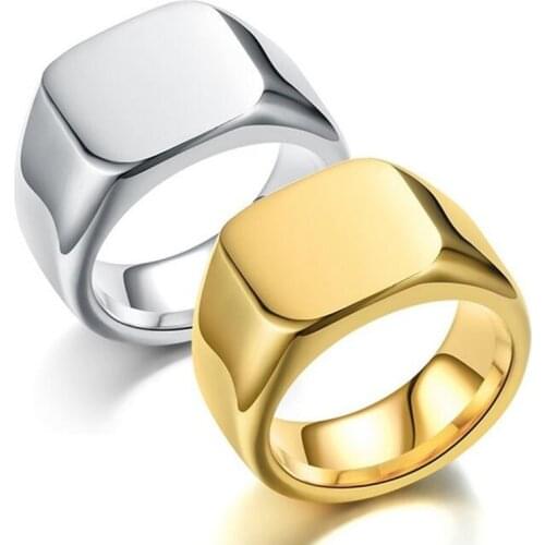 High Quality Smooth Square Rings for Men Biker Style Width Signet Square Finger Rings for Fashion Brand Jewelry Birthday