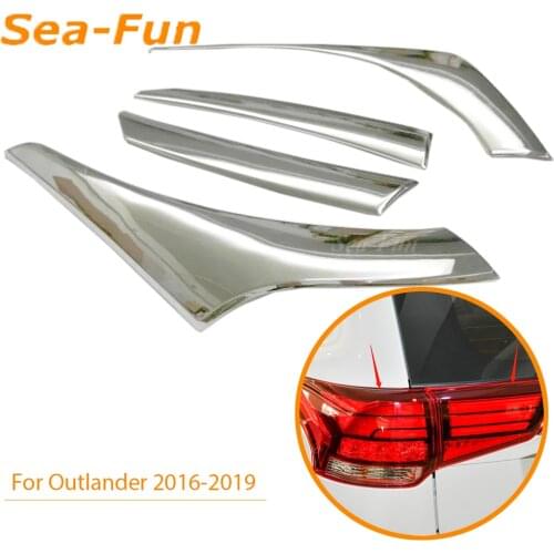 For Mitsubishi Outlander 2016 2017 2018 2019 Rear Tail Lamp Light Bezel Cover Hood Taillight Streamer Trim ABS Chrome Auto Parts