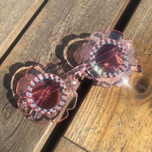 ZAOLIHU Colorful Diamond Childrens Sunglasses Pink Cute Kids Eyeglasses Round Shades Bling Eyewear UV400 Crystal Baby Sun Glass