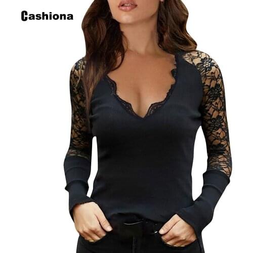 Ladies Elegant T-shirt Sexy Womens Top Clothing 2021 Summer New Patchwork Lace Hollow Out Sleeve Casual Tees Shirt Femme Jersey
