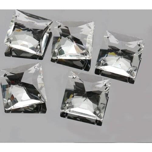 1PCS 45MM Clear Square Glass Chandelier Crystals Suncatcher Prisms 4Holes Beads DIY Prisms Pendants Decoration Accessories