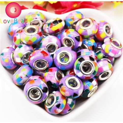 10pcs Colorful Fimo Clay Large Hole European Spacer Beads Fit Pandora Charm Bracelet Women Necklaces Earrings for Jewelry Making