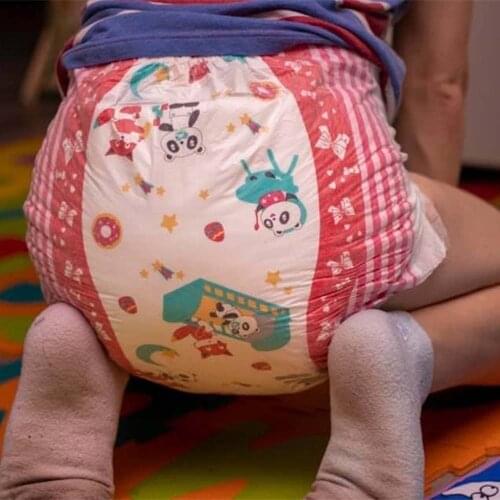 3PCS abdl Adult Baby Diapers onesize big waist Red Fox cute printing DDLG disposable diapers Diapers lover bebe dad dummy Dom