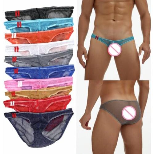 5PCS/Set Mens Briefs Gay Sexy Underwear Transparent Low Rise Underpants Ultra-thin Male Homme Panties See Through Mens Lingerie