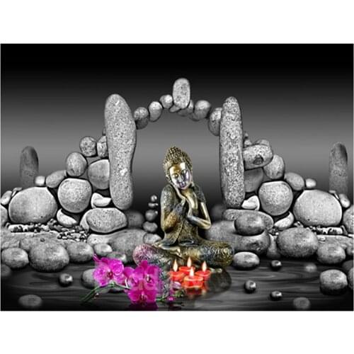 5D Diy Diamond Painting Full orchid black stones buddha zen diamond rhinestone picture Cross Stitch Diamond EmbroideryZP-1682
