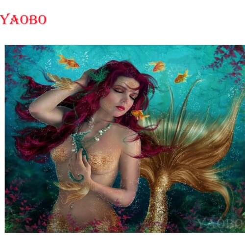 5d diy Diamond Painting Mermaid full drill square/round diamond Embroidery sale Mosaic Pattern crystal Crafts Cross Stitch kits