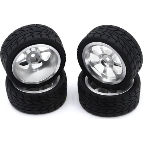 65mm Metal Wheel Rim + High Grip Rubber Tires Tyres for Wltoys 144001 A959 A959-B 124019 124018 RC Car Parts