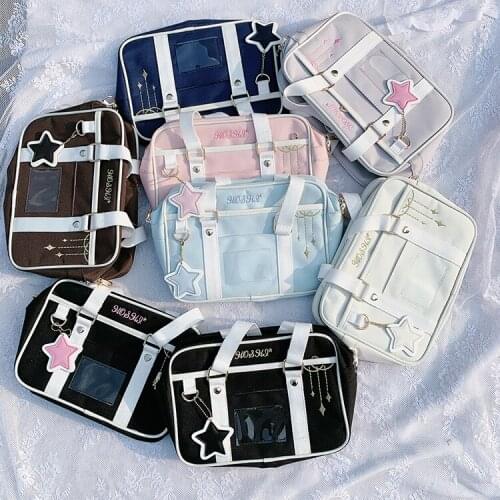 8 Colors Japanese Style Cute Star Embroidery Commute Handbag Sweet Young Girl Womens JK Uniform Oxford Shoulder Cross Body Bag