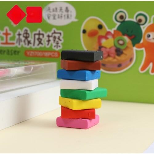 8pcs Creative Clay Eraser Set Colorful Kawaii Stationery Soft Moldable Sketch Pencil Rubber Eraser Learning Drawing Supplies