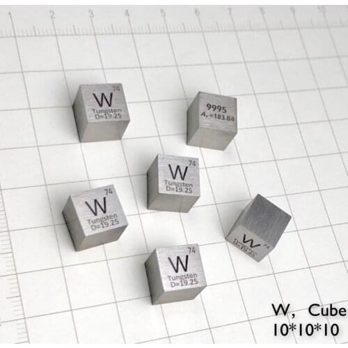 Free shipping 5pcs & 10pcs 99.95% purity W carved element periodic table 10mm cube with 19.25g Tungsten ingot / pellet / block