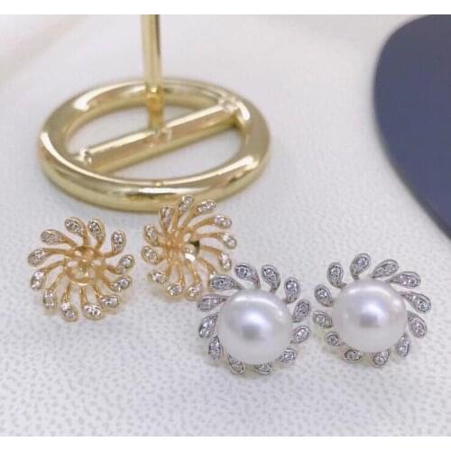 NO PEARLS 925 Sterling Silver Earrings Findings Settings Base Mountings Parts Mounts for Coral Pearls Agate Crystal Stones Beads