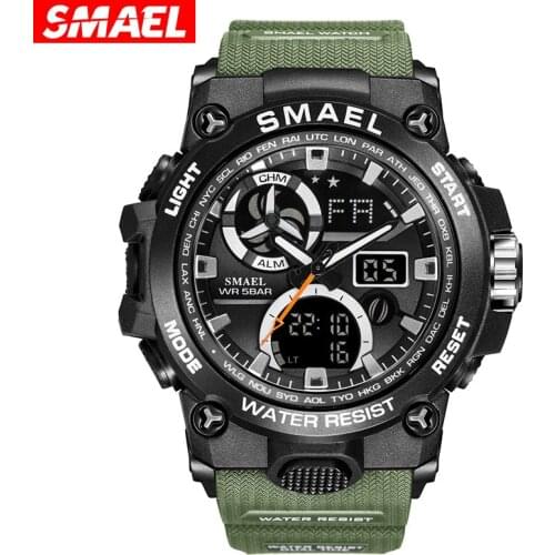 Men Sports Watches SMAEL Brand Digital LED Mens Watch Shock Swim Quartz Rubber Wristwatches Waterproof Clock Relogio Masculino