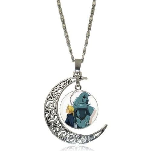 EJ Glaze For Women Jewellery Fullmetal Alchemist Design Fashion Glass Crescent Moon Women Necklace Pendants