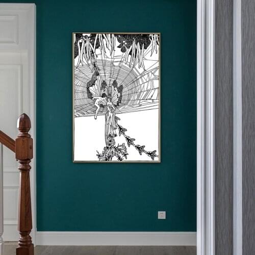 Spider Butterfly Girl in Love Oil Painting Picture Poster Canvas Print Painting Wall Art Living Room Home Decoration