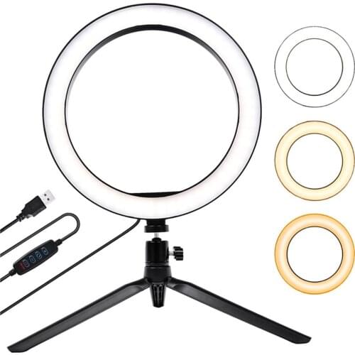 Fusitu 16/26cm Led Ring Light portable LED Selfie Ring Lamp with Light Stand Tripod for Photography Camera Phone makeup Youtube
