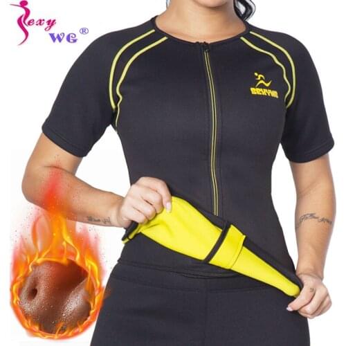 SEXYWG Slim Waist Trainer Shirt for Women Slimming Shapewear Neoprene Sauna Vest Weight Loss Body Shaper Sport Top Blouse