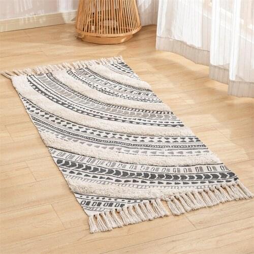 Morocco Gray Striped Tufted Soft Shag Rug Hand Woven Area Rugs with Anti Skid Pad Throw Rug Machine Washable Bath Mat,Doormat