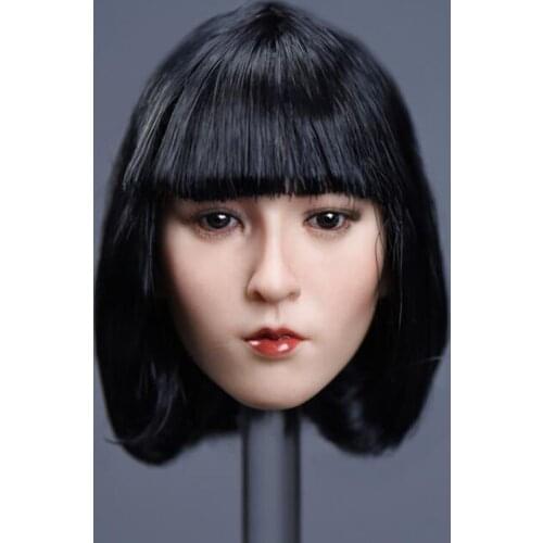 1/6 Scale Girl Head Sculpt Asia Female Woman Carving Version Model Short/Long Hair Beauty Head play for 12" Action Figure Body