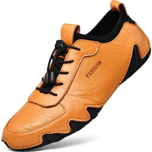 Fashion Casual Shoes Mens Leather Spring Autumn 2021 New Mens Outdoor Leisure Soft-Soled Non-Slip Breathable All-Match Footwear