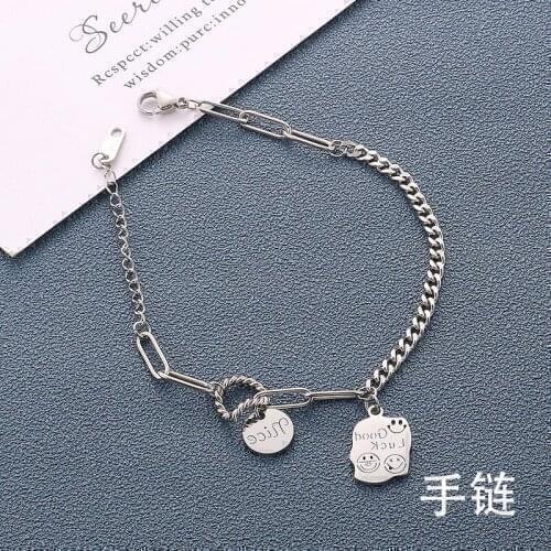 Fashion Jewelry titanium steel Bracelets, Titanium steel rose gold smiley face Luck square bracelet, No allergies, no fading