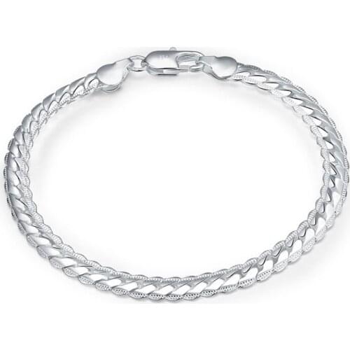 BABYLLNT 925 Silver Fashion Snake Chain Bracelet For Woman Men Charm Wedding Engagement Fashion Jewelry Gift